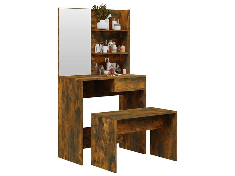  Ensemble de coiffeuse chêne fumé 74,5x40x141 cm  - Conforama C