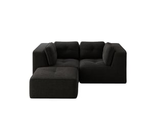 Canapé d’angle modulable 2 places velours côtelé noir – 208 x 177 x 69 cm