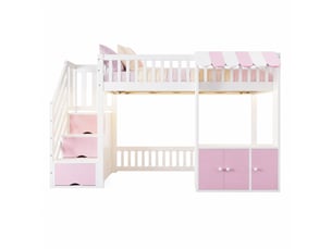 Lit mezzanine 90x200 cm <strong>OKMYHOME</strong>  <strong></strong> coloris rose