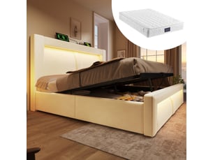 Lit coffre 160x200 cm coloris beige