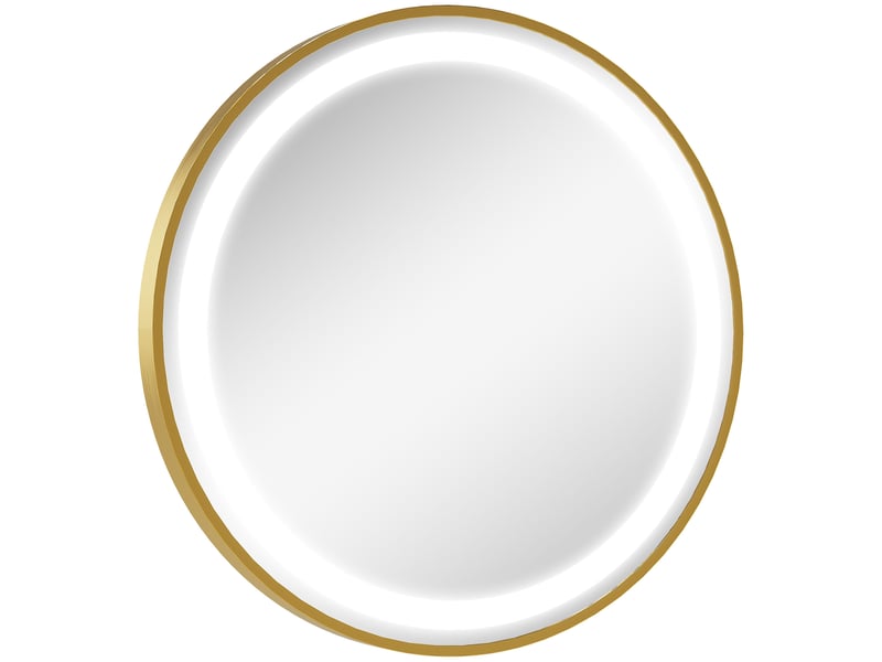 Miroir de salle de bain avec éclairage led tactile, fonction mémoire, luminosité et couleur réglables, et horloge, ø60 x 4 cm, doré - Conforama B
