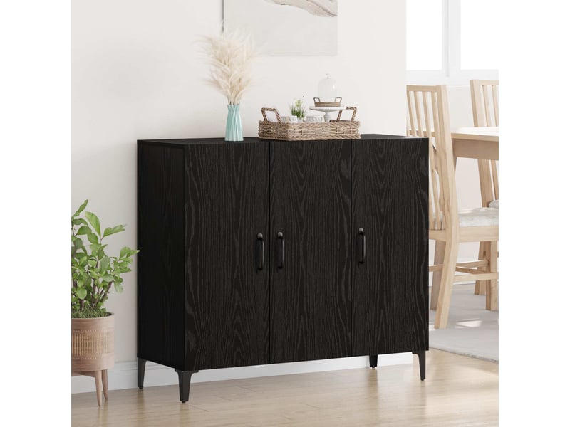 Buffet - bahut - meuble de rangement chêne noir 34 x 90 x 80 cm bois d'ingénierie  - Conforama B