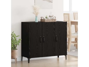 Buffet - bahut - meuble de rangement chêne noir 34 x 90 x 80 cm bois d'ingénierie