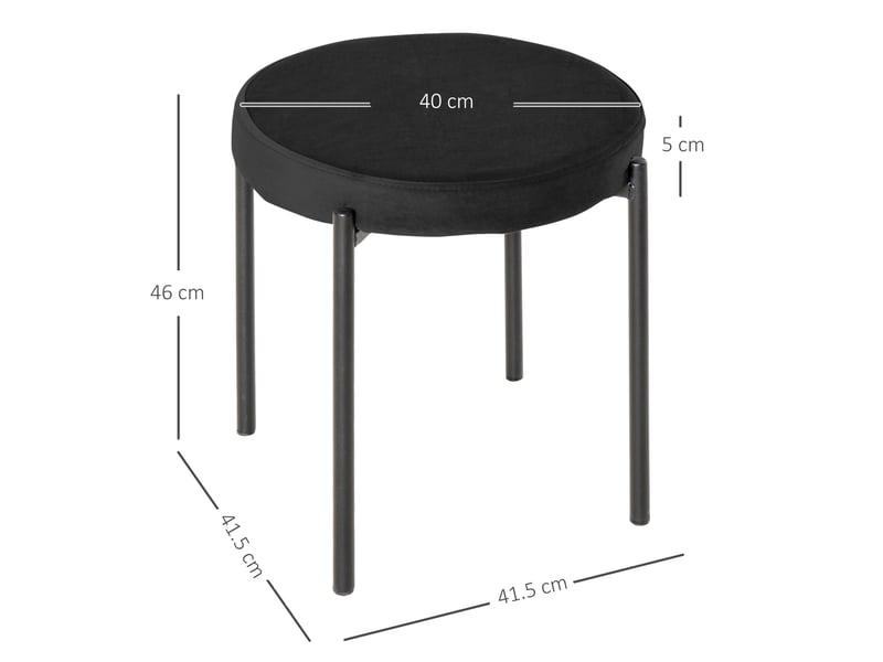  Lot de 4 tabourets de cuisine 41,5x41,5x46 cm empilables, rembourrés, aspect velours, structure métallique noire  - Conforama C