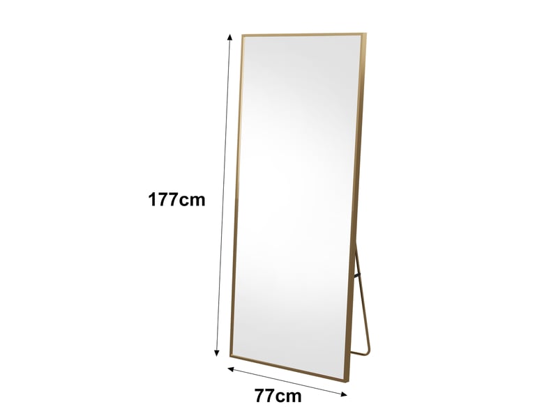 Miroir sur pied 177x77 cm,miroir de sol, grand miroir mural,cadre en aluminium ,verre trempé ,pour salon,chambre,doré - Conforama C