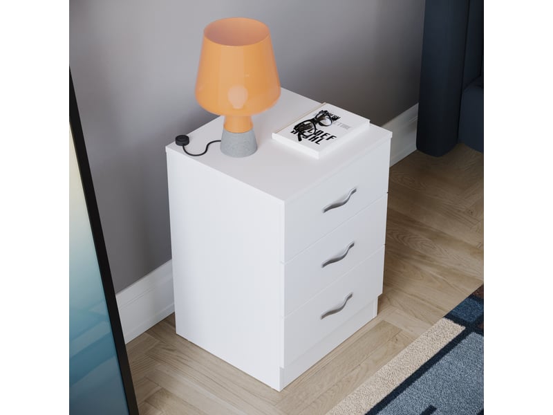  Table de chevet riano, commode de nuit, chambre, rangement, 56x40x36cm, 3 tiroirs, blanc 333450 - Conforama R