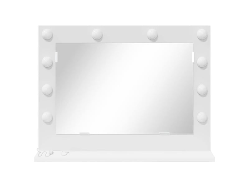  Miroir de vanité, miroir de coiffeuse blanc 60 x 45 x 18 cm verre et bois composite cf62737  - Conforama D