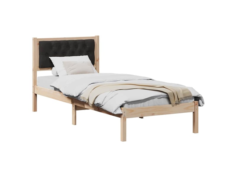 Lit simple- lit adulte - cadre de lit avec tête de lit noir 90 x 200 cm pin massif - Conforama B