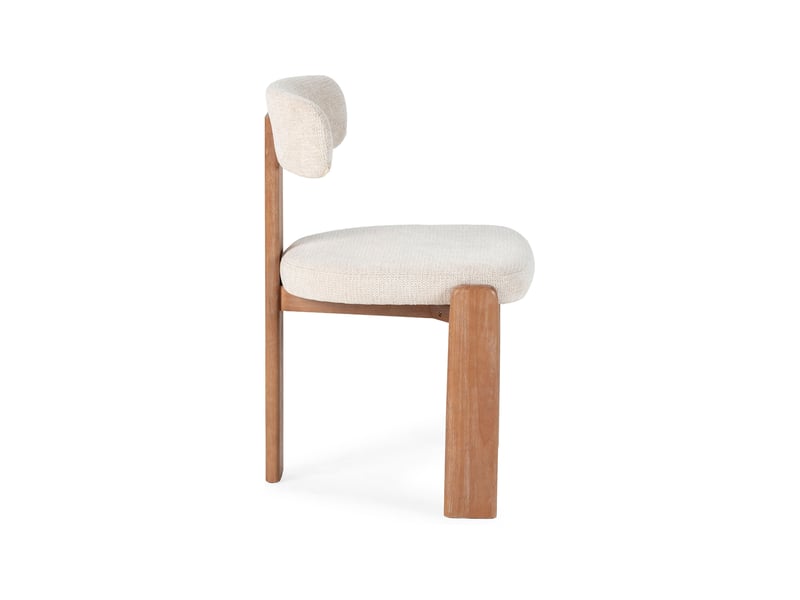  Lot de 2 chaises repas design en tissu texturé beige et bois  - Conforama D