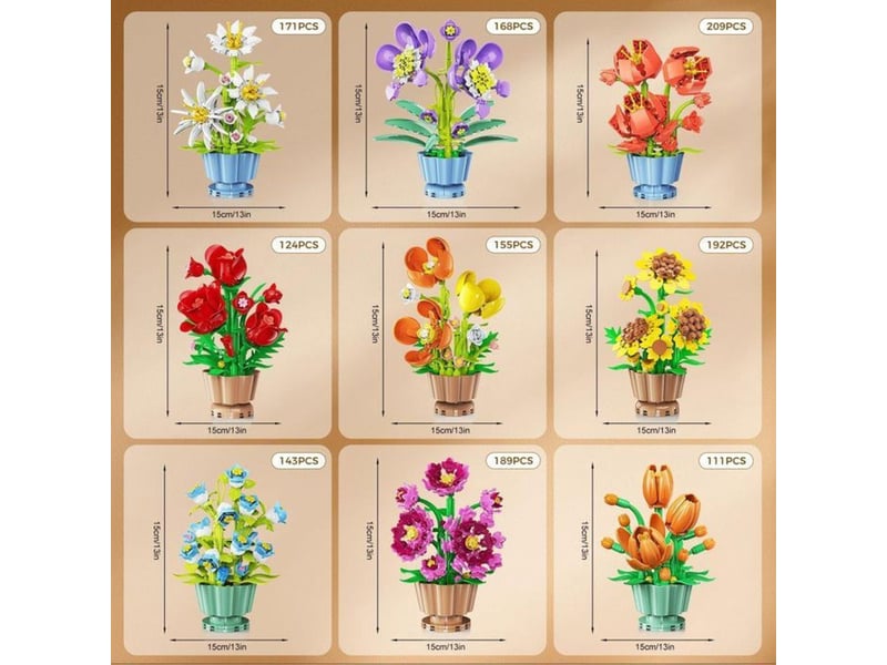  Jeu de construction diy fleurs miniatures 9 modèles 1462 pièces 151498_AAAWF84594_6_DROPFR - Conforama C