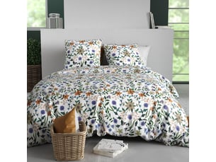 Parure housse de couette 240x220cm + 2 taies motif fleuri multicolore 100% coton - wasila