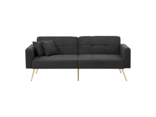 Canapé droit convertible <strong>MODENVIE</strong> <strong></strong> 2 places Tissu bouclette gris