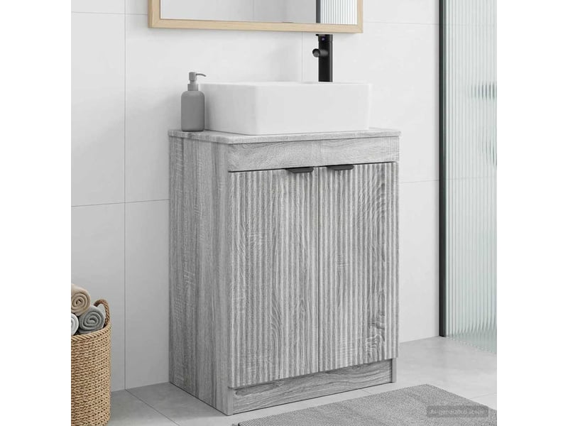 Meuble salle de bain avec évier, meuble de rangement sonoma gris 54x35x83 cm shl3003 - Conforama B
