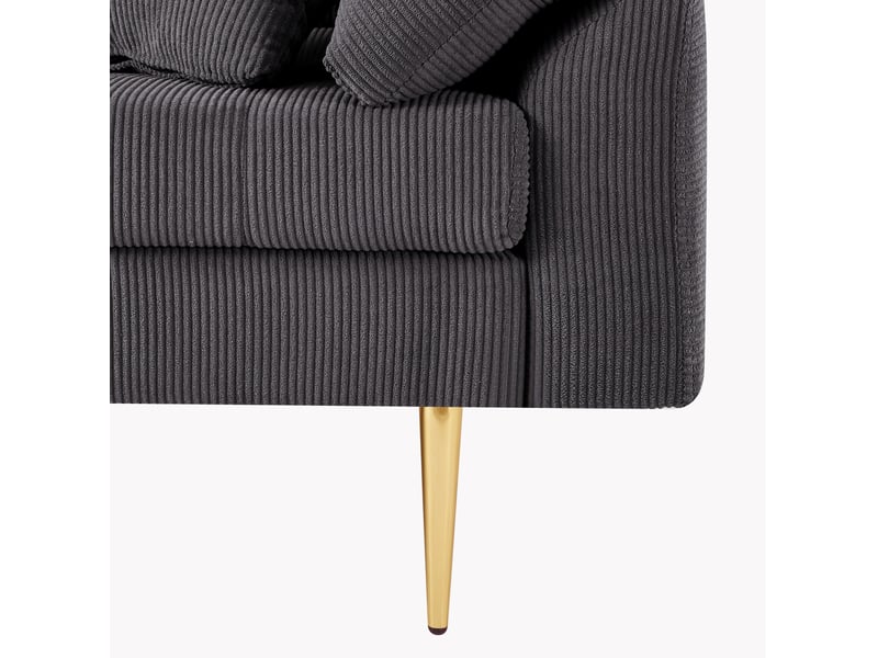  Canapé 4 places 250 cm avec pouf amovible gris foncé  - Conforama D