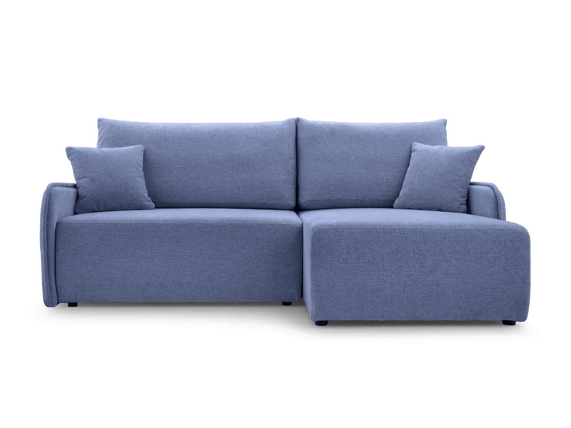 Sacha - canapé d'angle convertible tissu chiné 3 places bleu - Conforama A