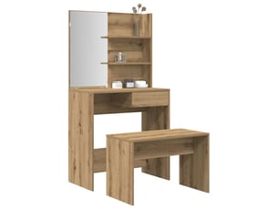 Coiffeuse 0 tiroir(s) Miroir  avec 1 tabouret(s) inclu(s)  <strong></strong> <strong></strong>  coloris bois clair