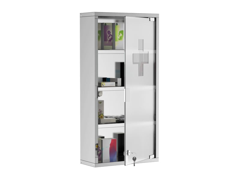  Medizinschrank arzneischrank erste hilfe schrank mit schloss edelstahl 30 x 12 x 60 cm  - Conforama A