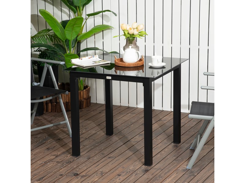 Table de jardin, table d'extérieur, table de salon de jardin, résistante aux intempéries, 80 x 80 x 74 cm, noire - Conforama D