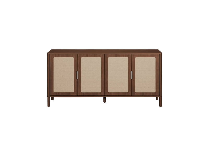  Buffet vintage décor bois et cannage 4 portes 160cm noyer - etta  - Conforama C