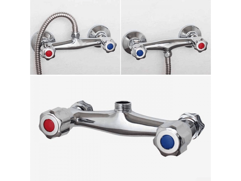  Robinet mitigeur de douche de salle de bain, robinet double sortie en laiton chromé, mitigeur thermostatique  - Conforama B