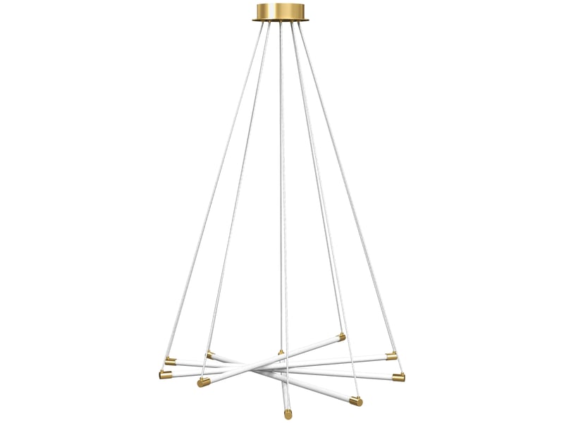  Suspension led 50 w dorée et blanche, 5 tubes orientables, lumière chaude 3500 k pour salon, salle à manger et cuisine  - Conforama D