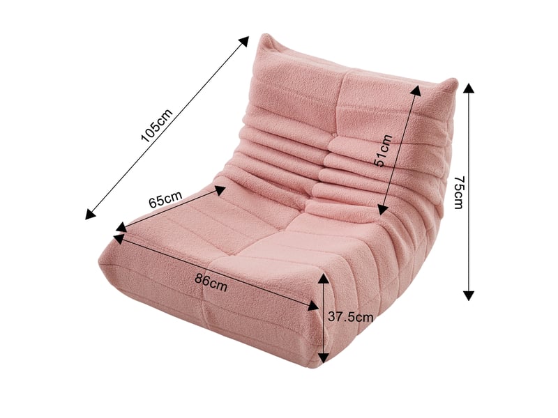  Fauteuil chauffeuse 1 place en laine bouclée - 86x105x75cm - canapé de sol ergonomique sans armature - rose  - Conforama E