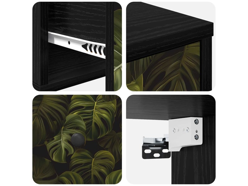  Table de chevet - cabinet de chevet - table de nuit mural elburg chêne noir 36 x 33 x 25 cm  - Conforama E