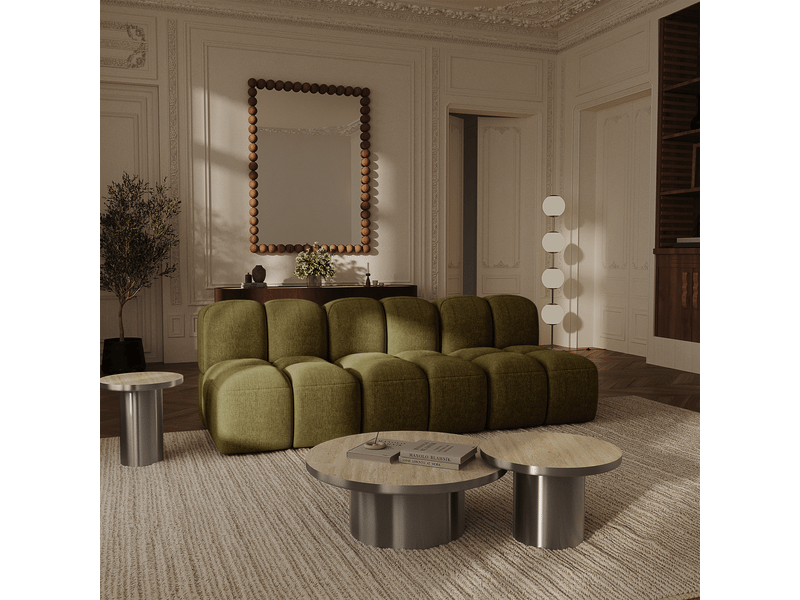  Canapé modulable 4 places en velours texturé moss MOSS - Conforama B