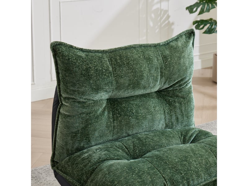  Fauteuil relax pivotant,81 cm,dossier réglable 3 positions,chenille,vert foncé et noir  - Conforama E