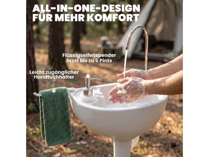 Évier à main portable station de lavage camping jardin extérieur voyager avec d'eau réservoir 17l gris  - Conforama R