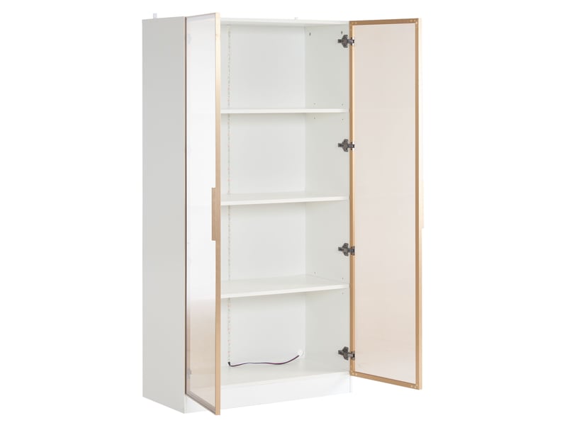  Ensemble de 2 vitrines avec éclairage led et portes en verre 322801234AAW - Conforama A