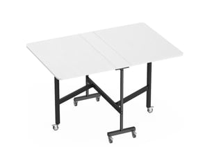 Table pliante mobile 120x80x73 cm extensible bois et métal blanc