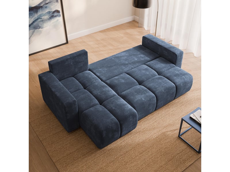  Canapé d'angle ramil, tissu chenille bleu  - Conforama D