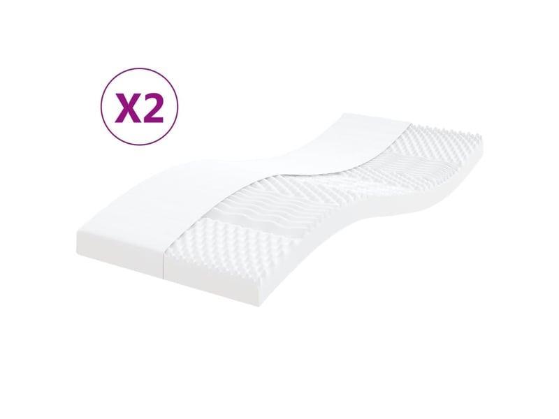  Matelas confort, matelas en mousse 2 pcs blanc 90x200 cm 7 zones dureté 20 ild  - Conforama B