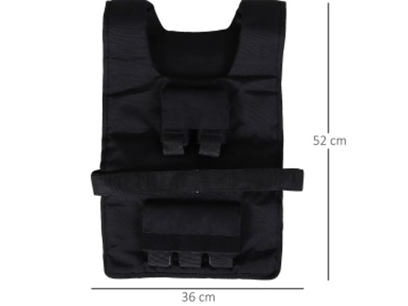  Veste légère lesté réglable 20 kg en tissu oxford noir, 20 poids amovibles, 36 x 52 x 5 cm pour fitness et entraînement  - Conforama C