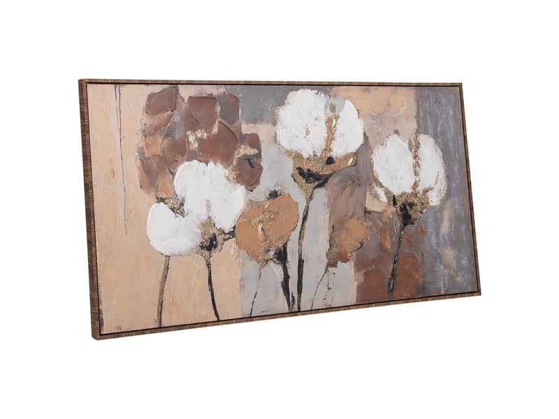  Tableau peint à la main avec cadre en bois orange 143x4x73h cm  - Conforama A