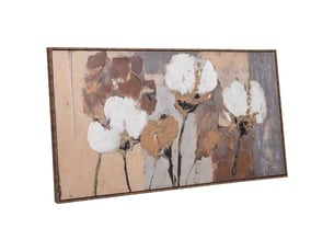 Tableau peint à la main avec cadre en bois orange 143x4x73h cm
