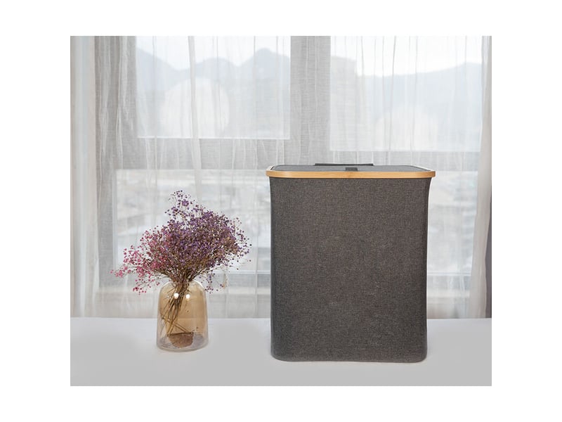  Panier à linge, panier à linge avec couvercle - pour salle de bain et chambre,gris - rwpanier à linge  - Conforama C