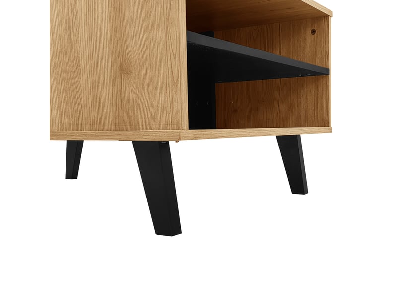  Table basse bois et noir 100x60 cm, table de salon avec rangements, design moderne pour salon  - Conforama W