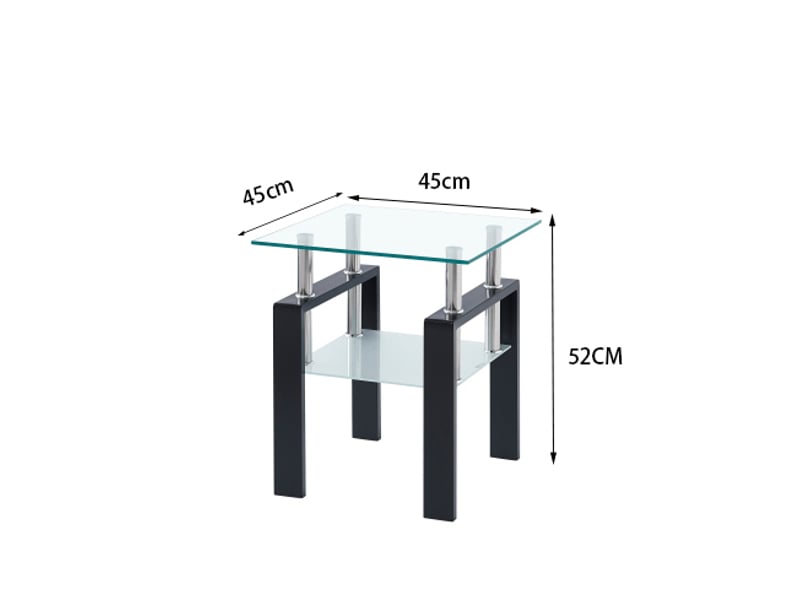  Table d’appoint carrée en verre trempé 2 niveaux 45 x 45 cm homvra  - Conforama E