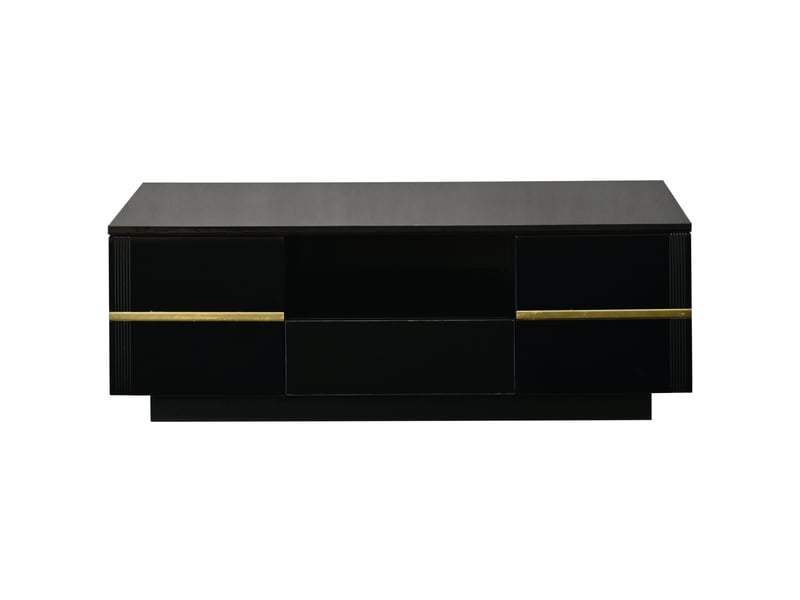 Table basse led avec rangement 100x50x35.5 cm en mdf noir et accents dorés - Conforama R