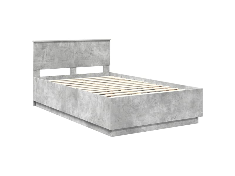Lit double- lit adulte - cadre de lit gris béton 120 x 190 cm bois d'ingénierie - Conforama C