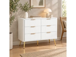 Commode 6 tiroir(s) LPOSPI coloris blanc largeur 105 cm