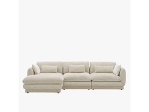 Canapé d'angle en tissu beige - angle gauche