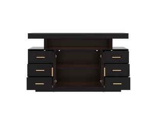 Buffet 2 porte(s) 6 tiroir(s) coloris noir