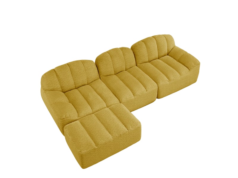 Canapé modulaire en l 3 places avec ottoman - assise profonde 288 x 165 cm en tissu doux - Conforama A