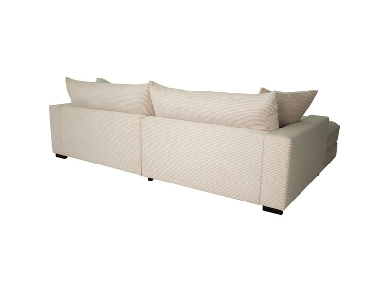 Canape d angle gauche fixe pedro beige en velours cotelé 3 places 261 x 180 x 82,5 cm accoudoirs larges assise ferme PEDRO-REC.3S in cord R, Zoom 1 - Conforama D