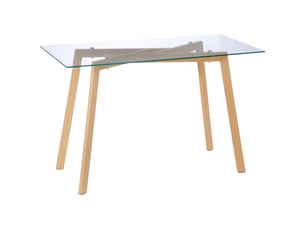 Table à manger 4 personnes en verre trempé et acier 120 x 60 x 76 cm