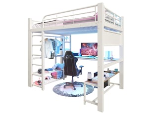 Lit mezzanine 140x200 cm <strong>MODENUIT </strong>  <strong></strong> coloris blanc