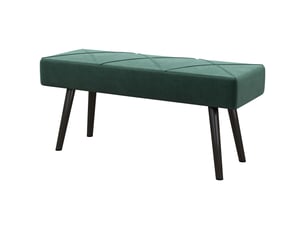 Banc capitonné en tissu effet velours et acier, 100 x 36 x 45 cm, vert et noir